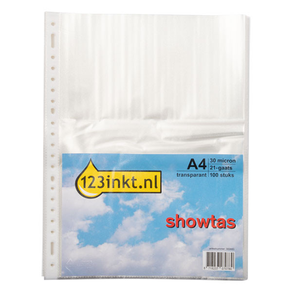 123inkt geperforeerd hoesje A4 21-gaats 30 micron (100 stuks) 300443 - 1