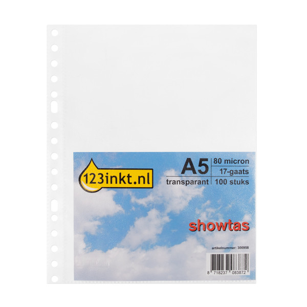 123inkt geperforeerd hoesje A5 17-gaats 80 micron (100 stuks) K-15025C 300958 - 1