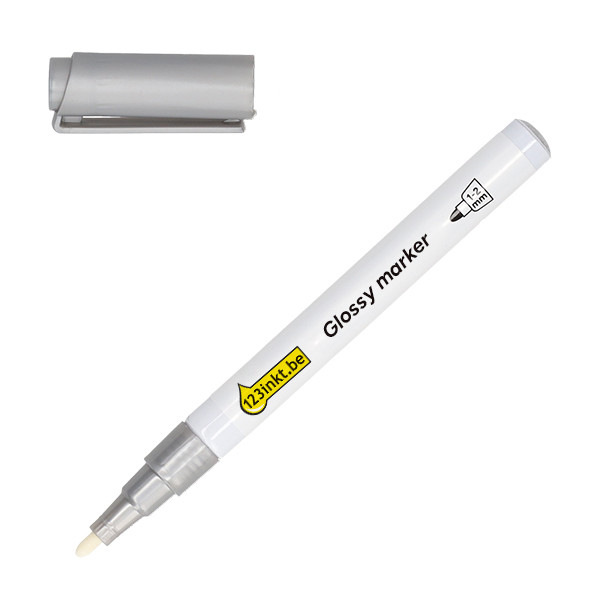 123inkt glanslakmarker zilver (1 - 2 mm rond) 302986 - 1