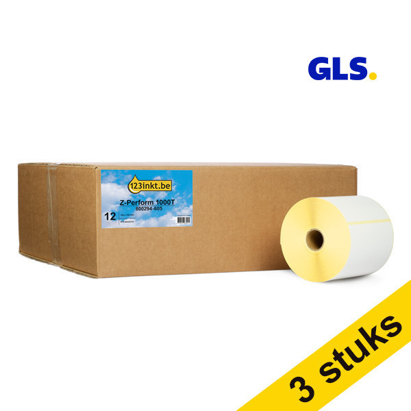 123inkt huismerk vervangt Aanbieding: 3x Zebra Z-Perform 1000T GLS label (800294-605) 102 x 152 mm (12 rollen) 653249 - 1