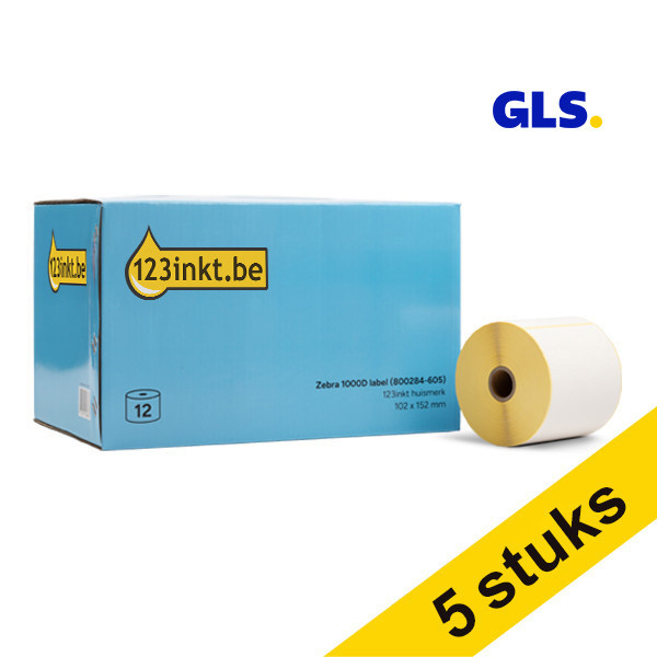 123inkt huismerk vervangt Aanbieding: 5x Zebra Z-Perform 1000D GLS label (800284-605) 102 x 152 mm (12 rollen) 653246 - 1