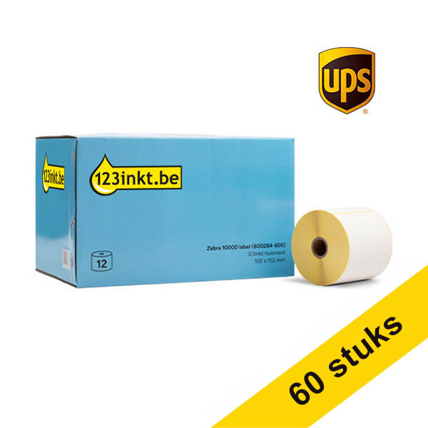123inkt huismerk vervangt Aanbieding: 5x Zebra Z-Perform 1000D UPS label (800284-605) 102 x 152 mm (12 rollen) 653186 - 1