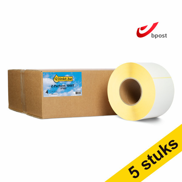 123inkt huismerk vervangt Aanbieding: 5x Zebra Z-Perform 1000T Bpost label (87985) 102 x 152 mm (4 rollen) 653370 - 1