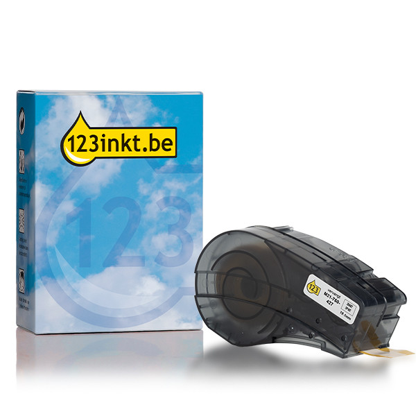 123inkt huismerk vervangt Brady M21-750-427 tape gelamineerde vinyl zwart op wit 19,1 mm x 4,30 m (nieuwe versie) 147765 - 1