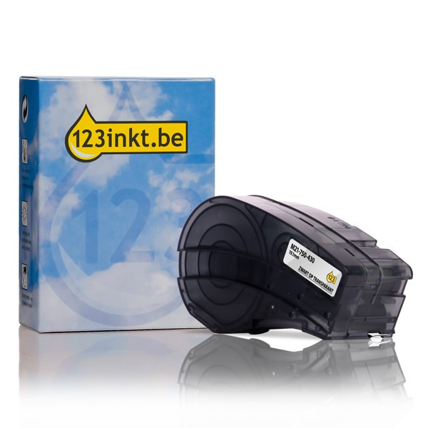 123inkt huismerk vervangt Brady M21-750-430 tape polyester zwart op transparant 19,1 mm x 6,40 m  147251 - 1