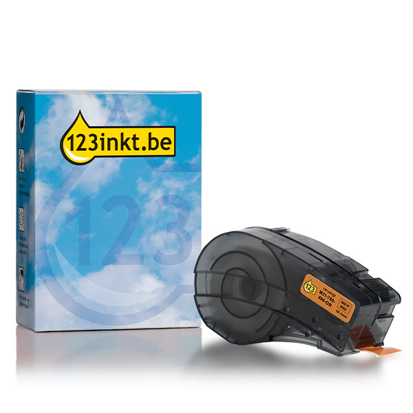 123inkt huismerk vervangt Brady M21-750-595-OR tape vinyl wit op oranje 19,1 mm x 6,40 m (nieuwe versie) 147772 - 1