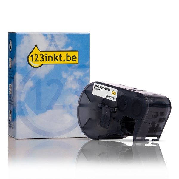 123inkt huismerk vervangt Brady MC-750-595-WT-BK tape vinyl zwart op wit 19,05 mm x 7,62 m MC-750-595-WT-BKC RL-BD-Vi-C-750-BK/WT 147067 - 1