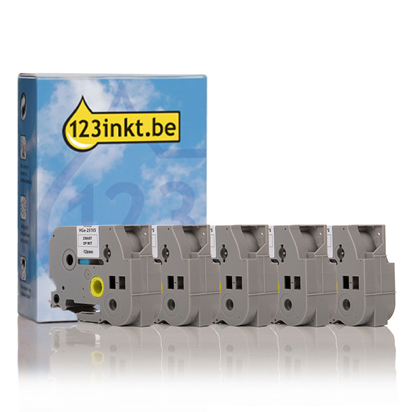 123inkt huismerk vervangt Brother HGe-231V5 hoge resolutie tape zwart op wit 12 mm 5 stuks HGe231V5C 080913 - 1