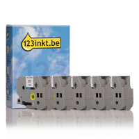 123inkt huismerk vervangt Brother HGe-231V5 hoge resolutie tape zwart op wit 12 mm 5 stuks HGe231V5C 080913