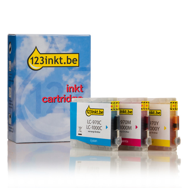 123inkt huismerk vervangt Brother LC-1000RBWBP multipack 3 inktcartridges LC-1000RBWBPC 132090 - 1