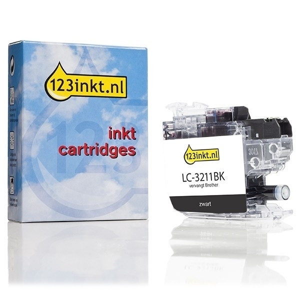 123inkt huismerk vervangt Brother LC-3211BK inktcartridge zwart LC3211BKC 028479 - 1