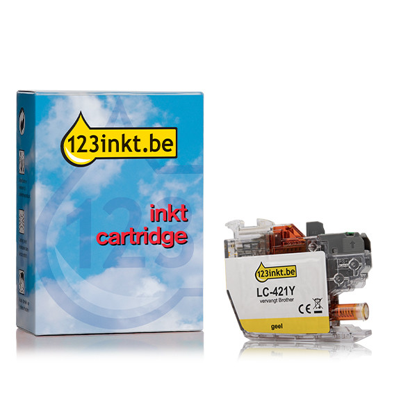 123inkt huismerk vervangt Brother LC-421Y inktcartridge geel LC-421YC 051291 - 1