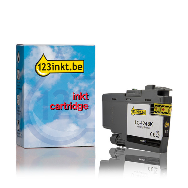 123inkt huismerk vervangt Brother LC-424BK inktcartridge zwart LC424BKC 051267 - 1