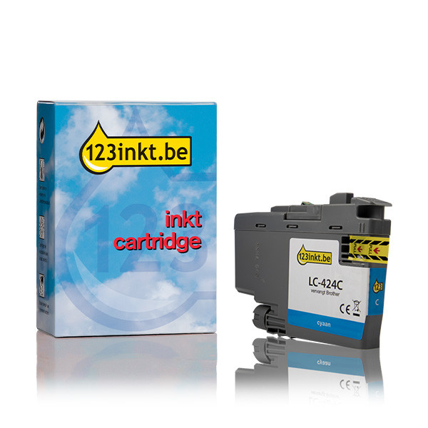 123inkt huismerk vervangt Brother LC-424C inktcartridge cyaan LC424CC 051269 - 1