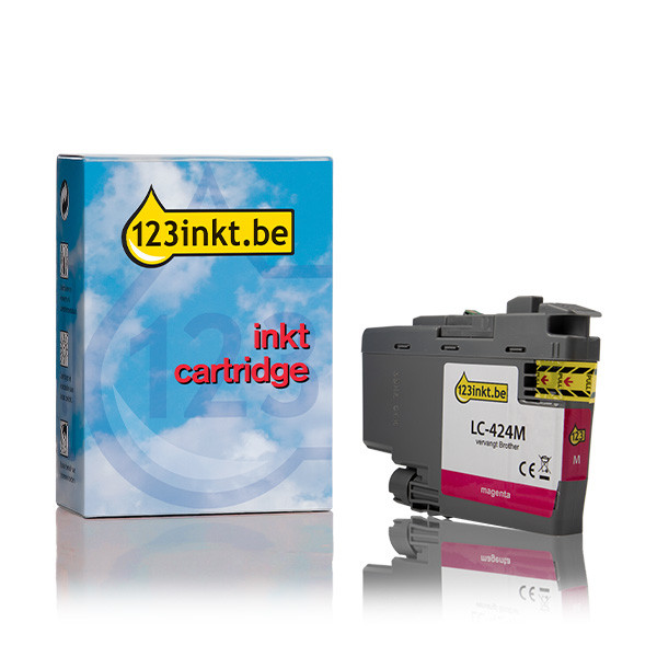 123inkt huismerk vervangt Brother LC-424M inktcartridge magenta LC424MC 051271 - 1