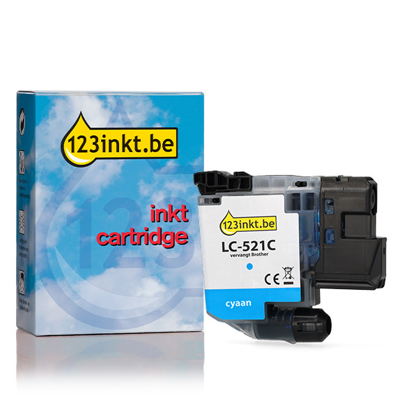 123inkt huismerk vervangt Brother LC-521C inktcartridge cyaan 051473 - 1