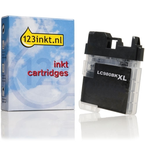 123inkt huismerk vervangt Brother LC-980BK XL inktcartridge zwart hoge capaciteit LC980BKC 028881 - 1