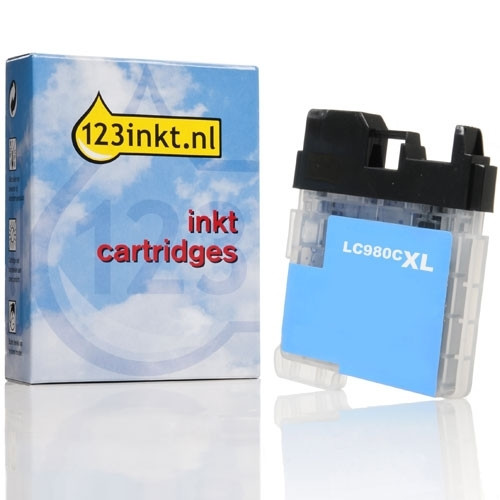 123inkt huismerk vervangt Brother LC-980C XL inktcartridge cyaan hoge capaciteit LC980CC 028882 - 1