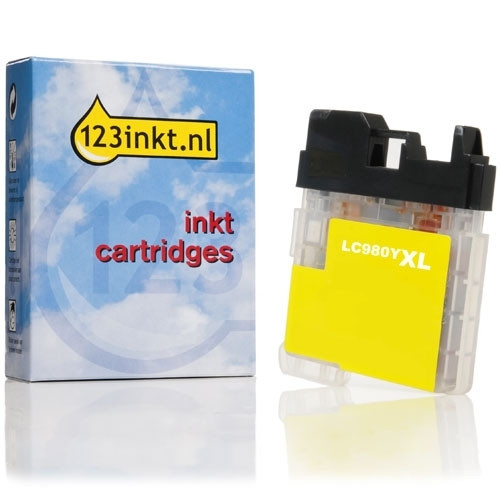 123inkt huismerk vervangt Brother LC-980Y XL inktcartridge geel hoge capaciteit LC980YC 028884 - 1