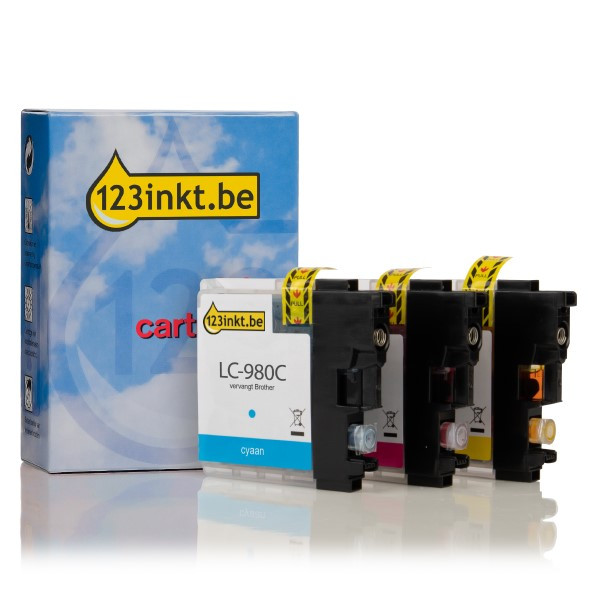 123inkt huismerk vervangt Brother LC-980 multipack 3 inktcartridges LC-980RBWBPC 132138 - 1