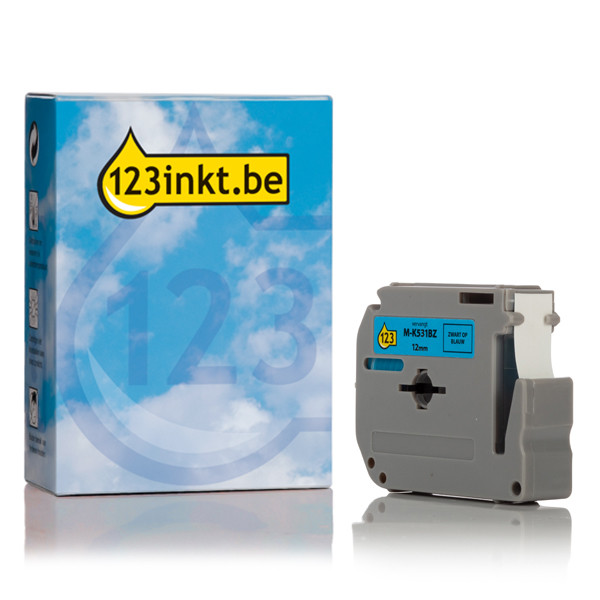 123inkt huismerk vervangt Brother M-K531BZ niet-gelamineerde tape zwart op blauw 12 mm MK531BZC 080599 - 1