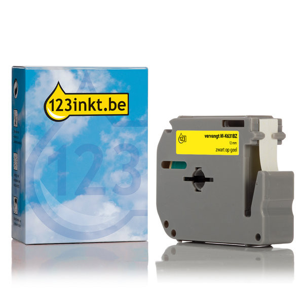 123inkt huismerk vervangt Brother M-K631BZ niet-gelamineerde tape zwart op geel 12 mm MK631BZC 080607 - 1