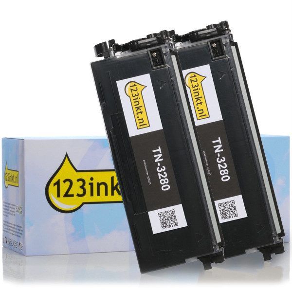 123inkt huismerk vervangt Brother TN-3280 toner zwart hoge capaciteit duopack TN3280TWINC 010077 - 1
