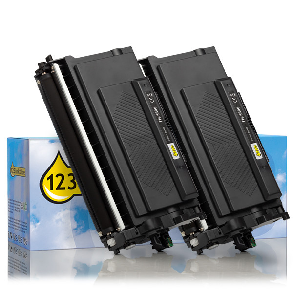123inkt huismerk vervangt Brother TN-3600 toner zwart dubbelpak 183156 - 1
