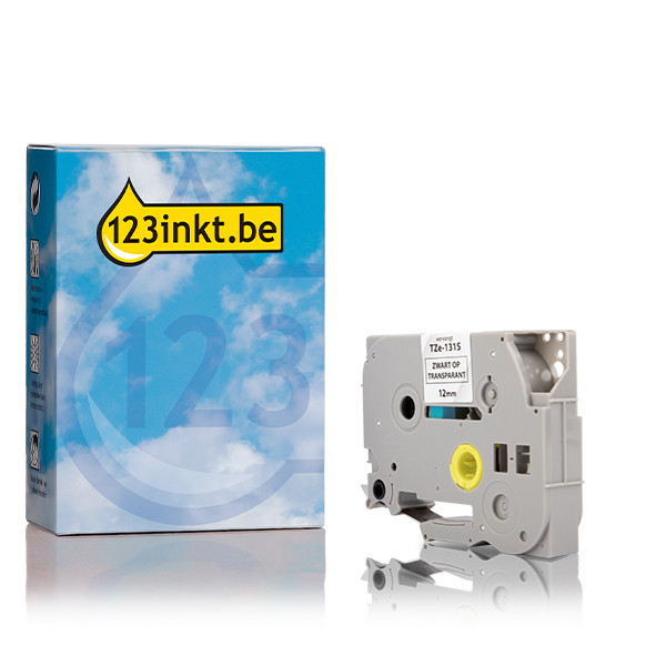 123inkt huismerk vervangt Brother TZe-131S tape zwart op transparant 12 mm TZe-131SC 080555 - 1