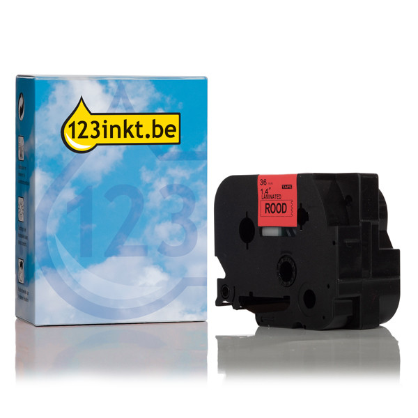 123inkt huismerk vervangt Brother TZe-461 tape zwart op rood 36 mm TZe461C 080477 - 1