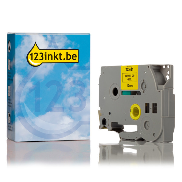 123inkt huismerk vervangt Brother TZe-631 tape zwart op geel 12 mm TZe-631C TZe-631SC 080417 - 1