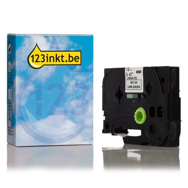 123inkt huismerk vervangt Brother TZe-MQG35 tape wit op lime groen 12 mm TZeMQG35C 080395 - 1