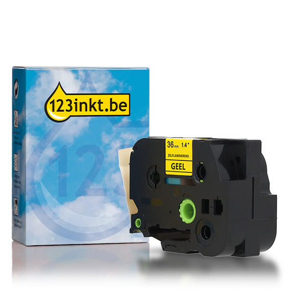 123inkt huismerk vervangt Brother TZe-SL661 zelflaminerend tape zwart op geel 36 mm 080839 - 1