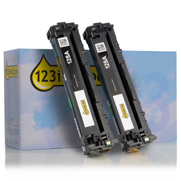 123inkt huismerk vervangt HP 128A (CE320AD) toner zwart dubbelpak CE320ADC 132170 - 1