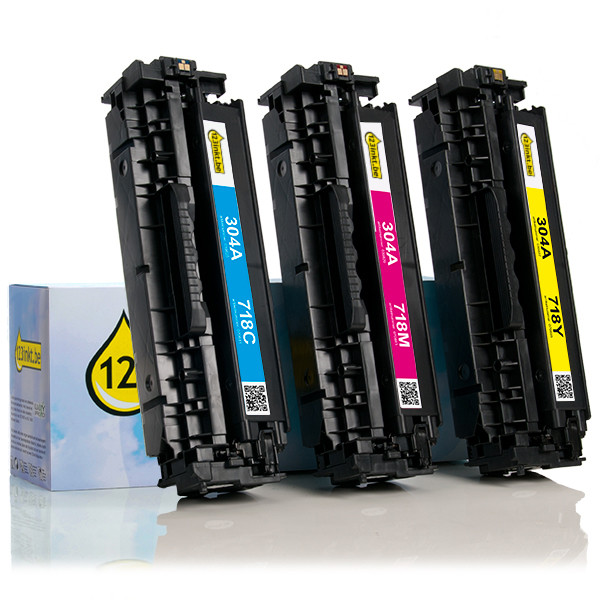 123inkt huismerk vervangt HP 304A (CF372AM) multipack cyaan/magenta/geel CF372AMC 054763 - 1