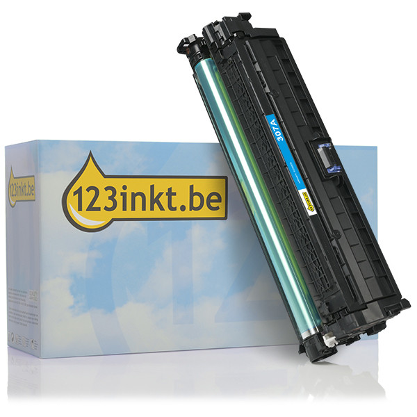 123inkt huismerk vervangt HP 307A (CE741A) toner cyaan CE741AC 039905 - 1