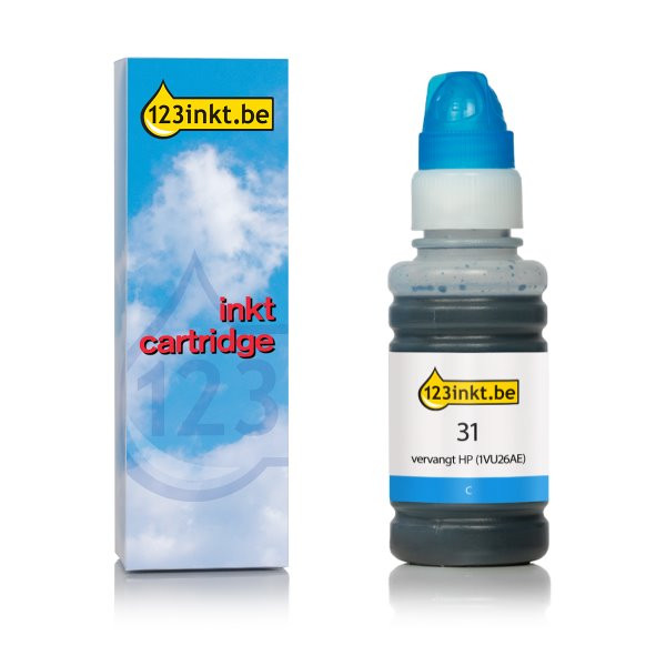 123inkt huismerk vervangt HP 31 (1VU26AE) inktfles cyaan 1VU26AEC 055321 - 1