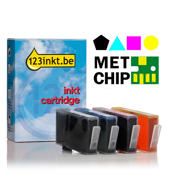123inkt huismerk vervangt HP 364XL multipack zwart + kleur cyaan/magenta/geel N9J74AEC 044421 - 1