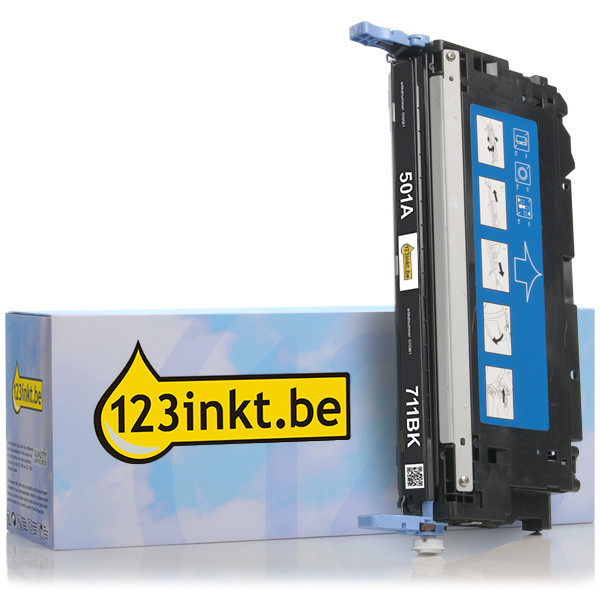 123inkt huismerk vervangt HP 501A (Q6470A) toner zwart Q6470AC 039581 - 1