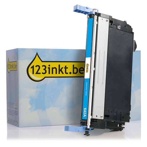 123inkt huismerk vervangt HP 642A (CB401A) toner cyaan CB401AC 039706 - 1