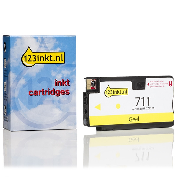 123inkt huismerk vervangt HP 711 (CZ132A) inktcartridge geel CZ132AC 044201 - 1