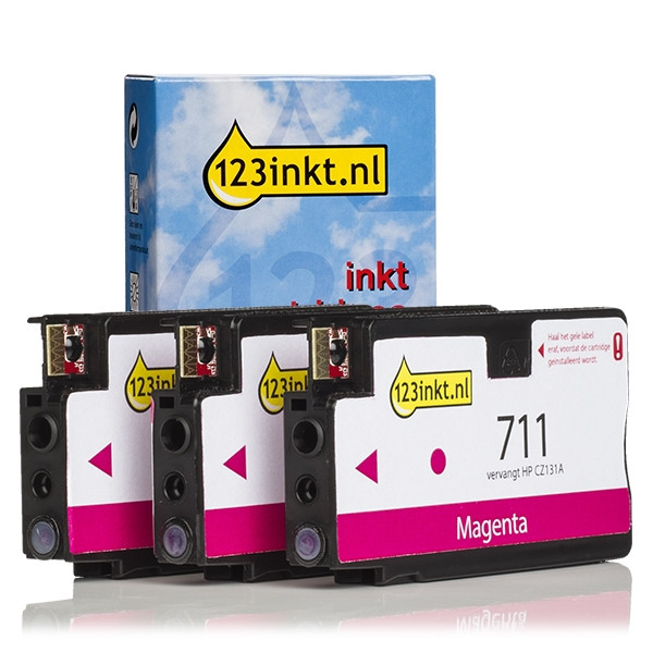123inkt huismerk vervangt HP 711 (CZ135A) multipack magenta 3 stuks CZ135AC 044207 - 1