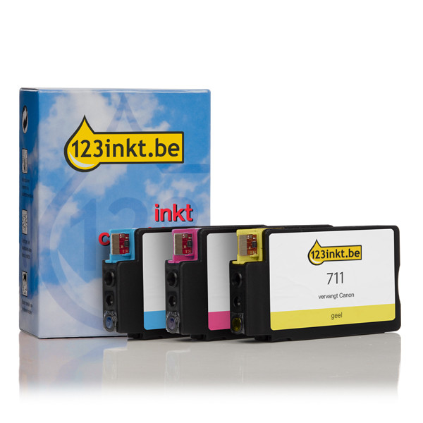 123inkt huismerk vervangt HP 711 (P2V32A) multipack cyaan/magenta/geel P2V32AC 132150 - 1