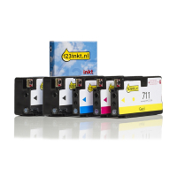 123inkt huismerk vervangt HP 711 multipack 2x zwart + 3 kleuren  160734