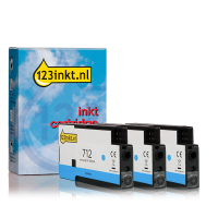 123inkt huismerk vervangt HP 712 (3ED77A) multipack 3x cyaan