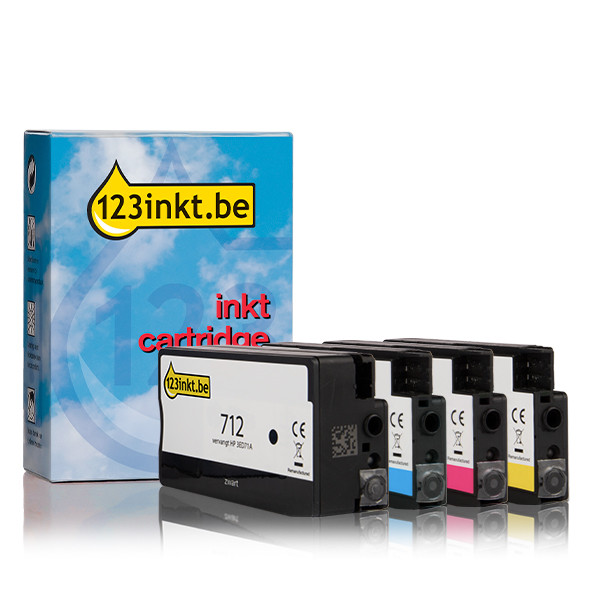 123inkt huismerk vervangt HP 712 multipack - zwart hc/cyaan/magenta/geel  160219 - 1