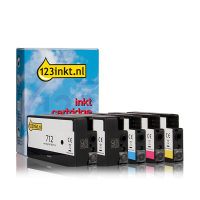 123inkt huismerk vervangt HP 712 multipack 2x zwart + 3 kleuren  160735