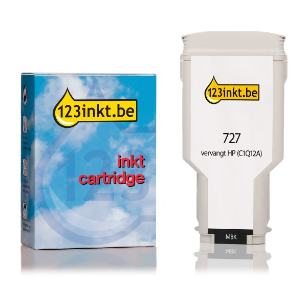 123inkt huismerk vervangt HP 727 (C1Q12A) inktcartridge mat zwart extra hoge capaciteit C1Q12AC 044325 - 1