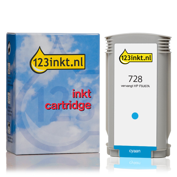123inkt huismerk vervangt HP 728 (F9J67A) inktcartridge cyaan hoge capaciteit F9J67AC 044491 - 1