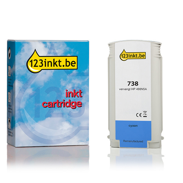 123inkt huismerk vervangt HP 738 (498N5A) inktcartridge cyaan 498N5AC 093281 - 1